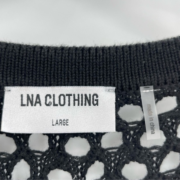 Lna Clothing Black boho Crochet Knit Beach Summer Coverup Dress Size Large - Picture 3 of 7